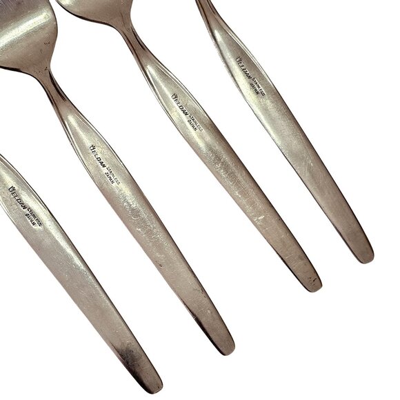 4 Elden Vintage Flower Salad Fork Stainless 6" Rose Midcentury Colonial EDL5 - Picture 5 of 8